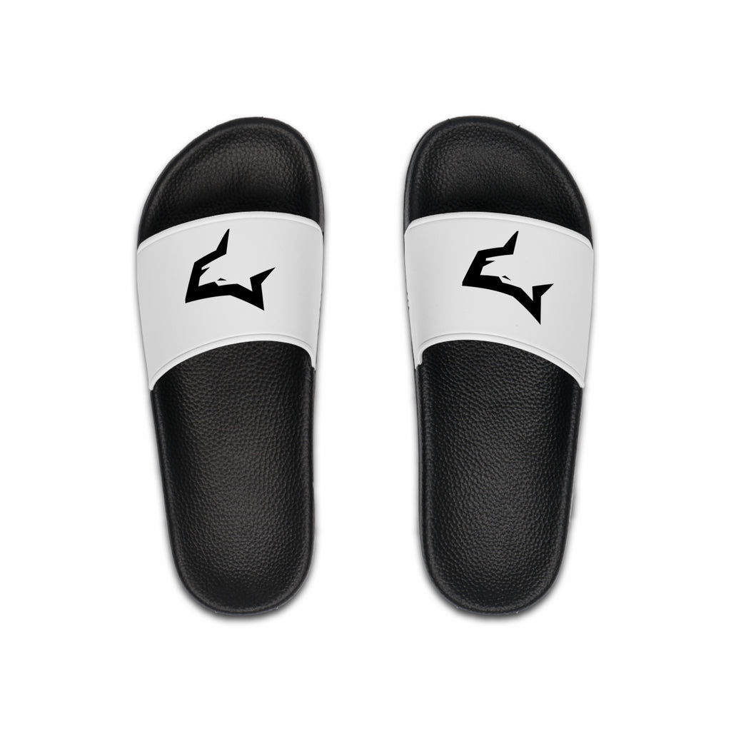 Men's Logo Slide Sandals — Minimal Black White Pool & Beach Slides