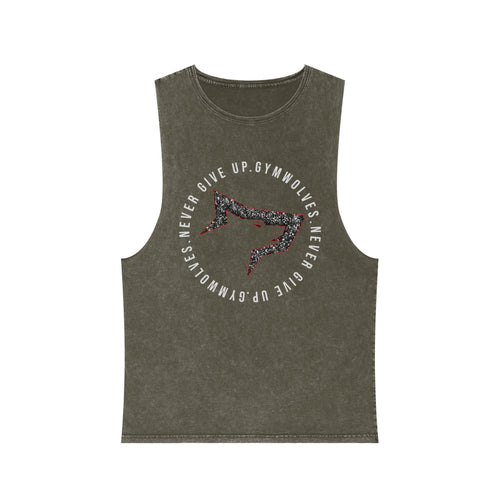 Gymwolves 'Never Give Up' Stonewash Tank Top