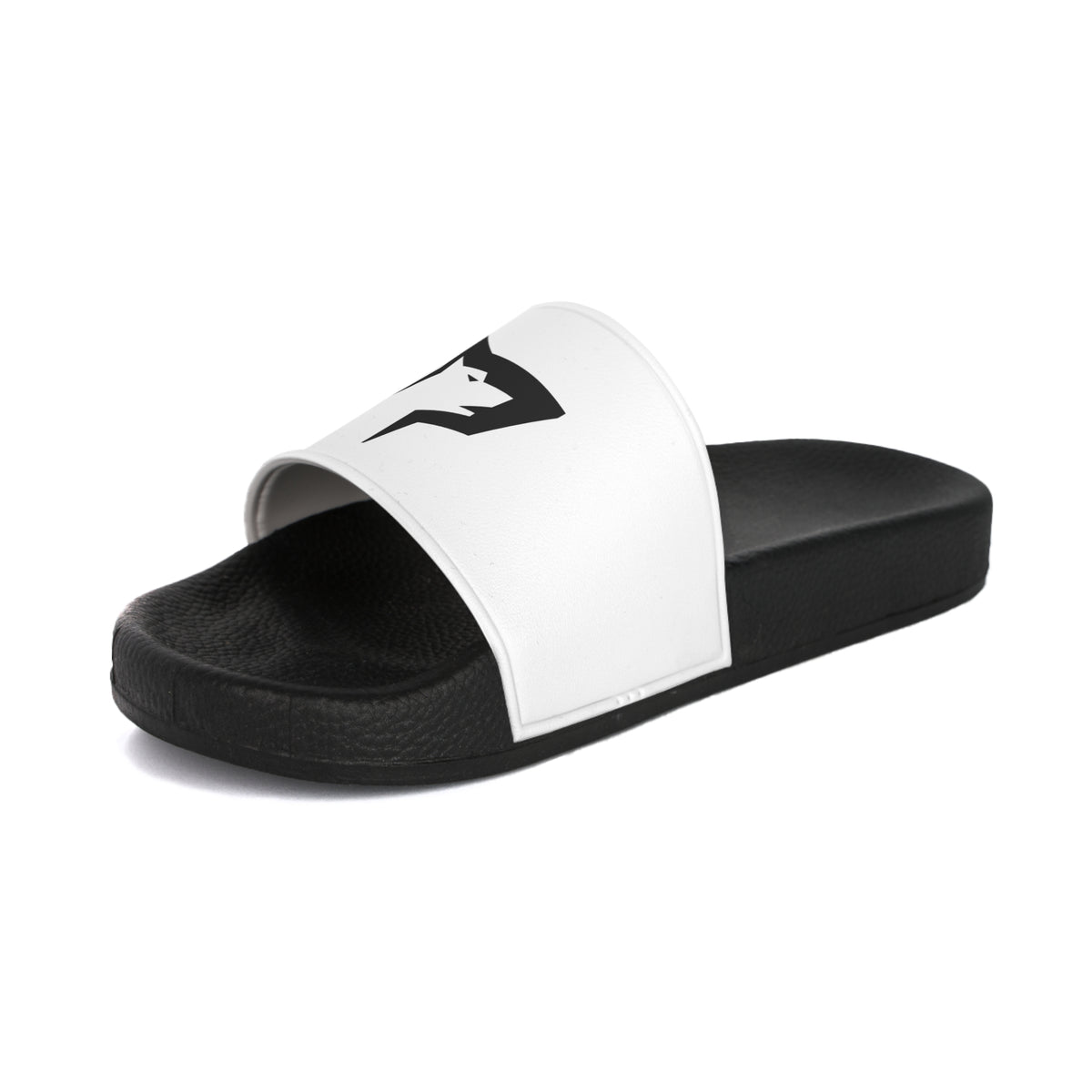 Men's Logo Slide Sandals — Minimal Black White Pool & Beach Slides