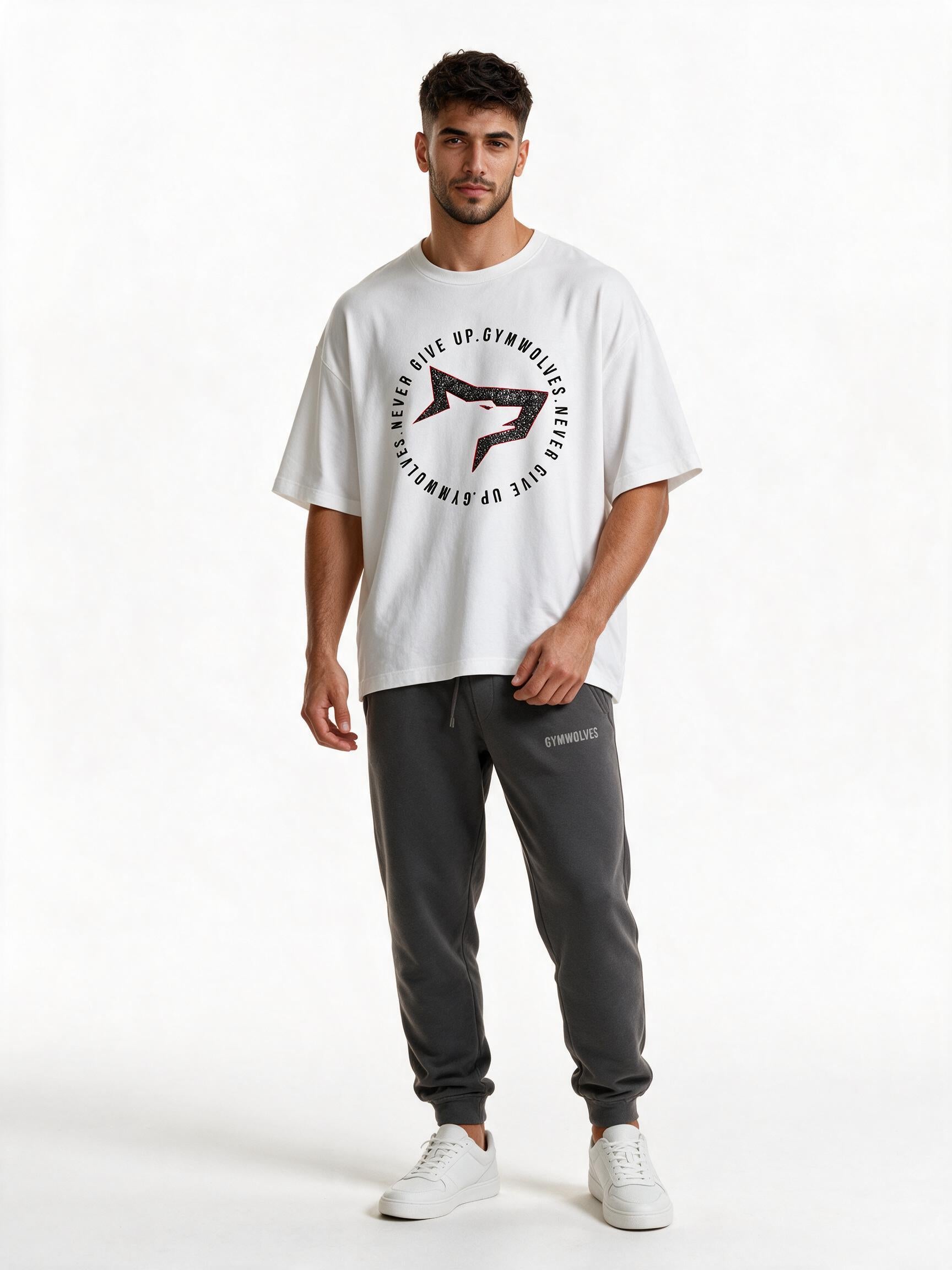 Gymwolves Men's Oversize T-Shirt — Never Give Up