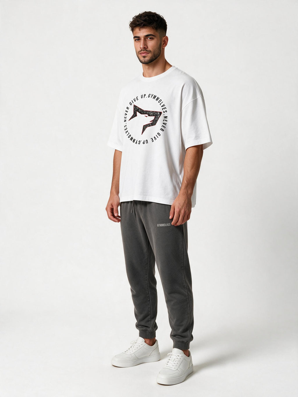 Gymwolves Men's Oversize T-Shirt — Never Give Up