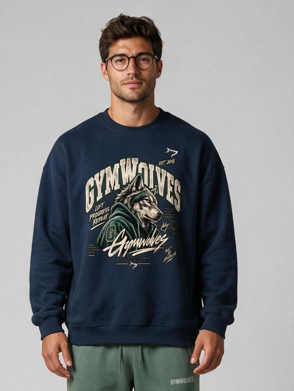 Gymwolves Men's College Series Lift Progress Repeat Oversize Sweatshirt