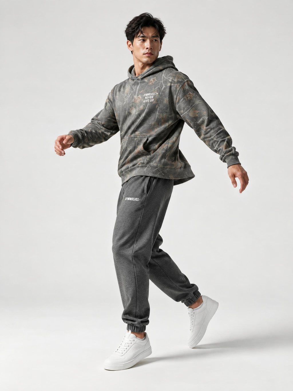 Gymwolves Camouflage-Patterned Hooded Sweatshirt
