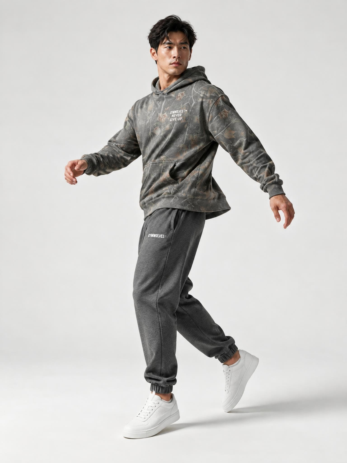 Gymwolves Camouflage-Patterned Hooded Sweatshirt