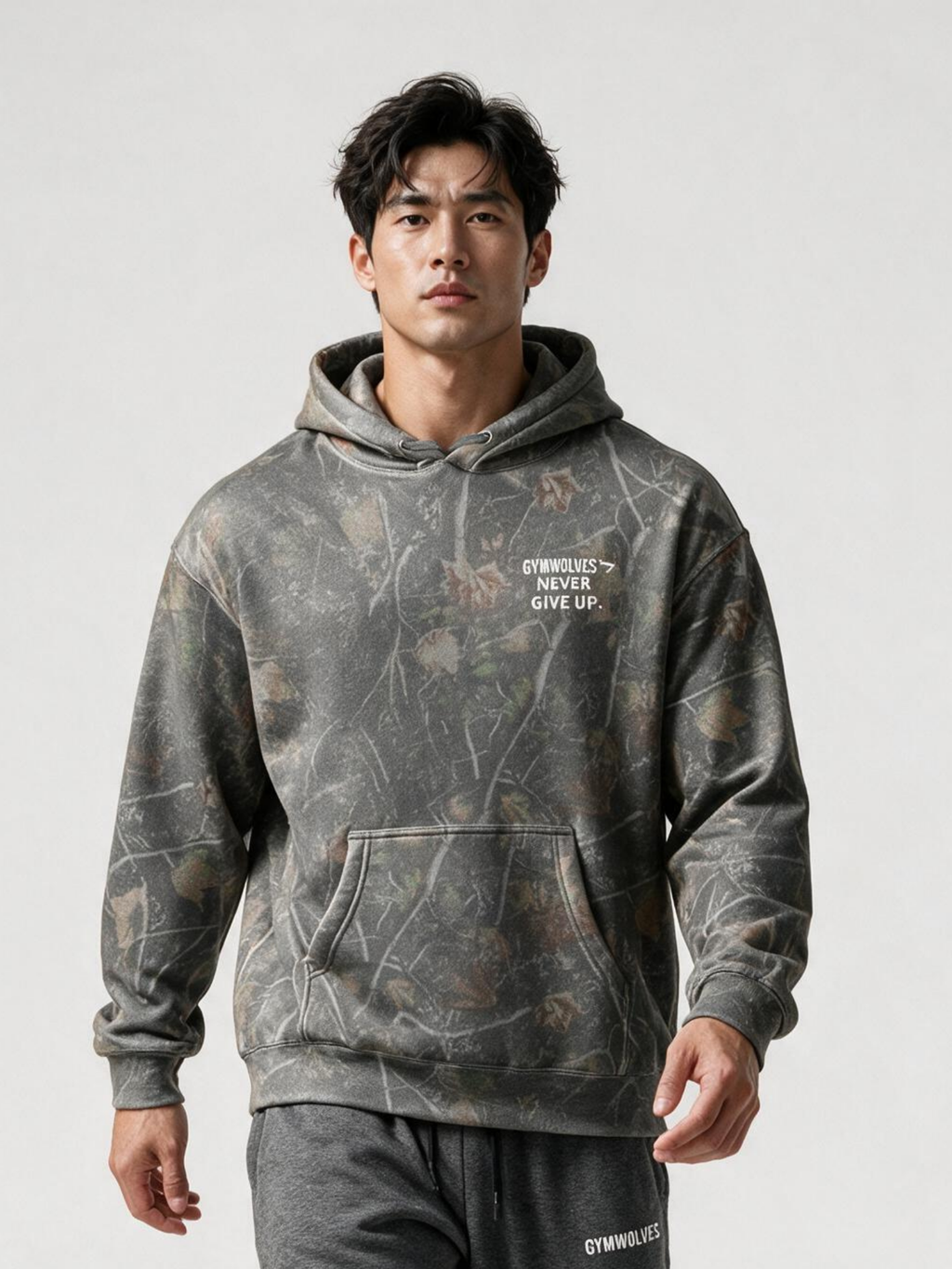 Gymwolves Camouflage-Patterned Hooded Sweatshirt