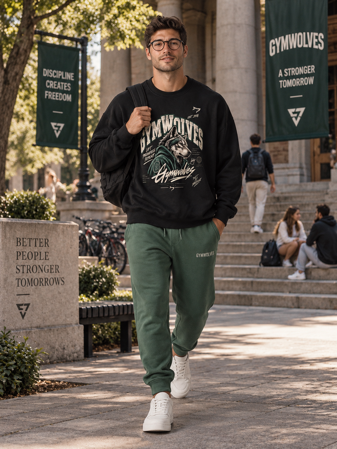 Gymwolves Men's Collage Series Lift Progress Repeat Oversize Sweatshirt