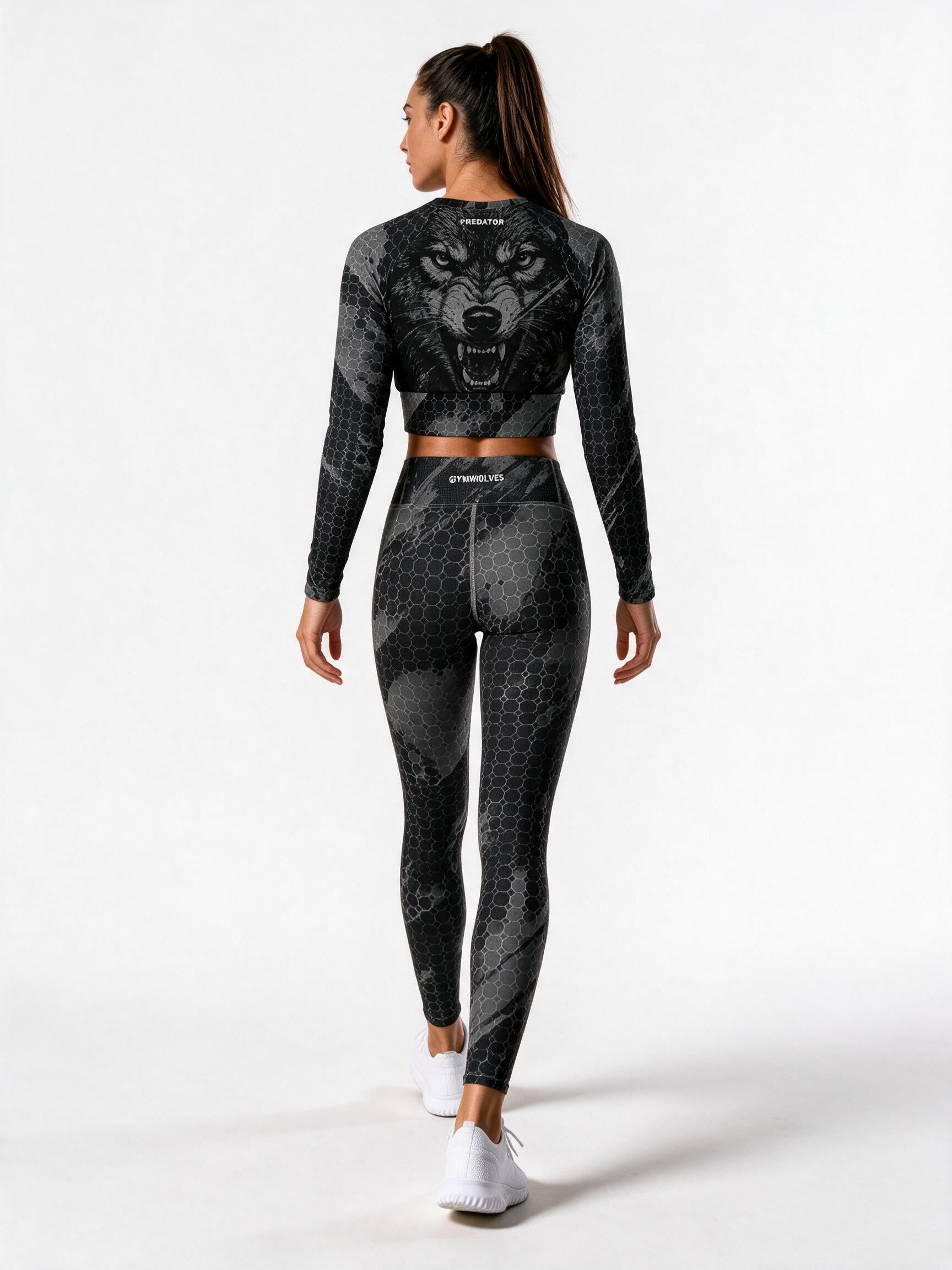 Gymwolves Recycled Long-Sleeve Crop Top — Predator