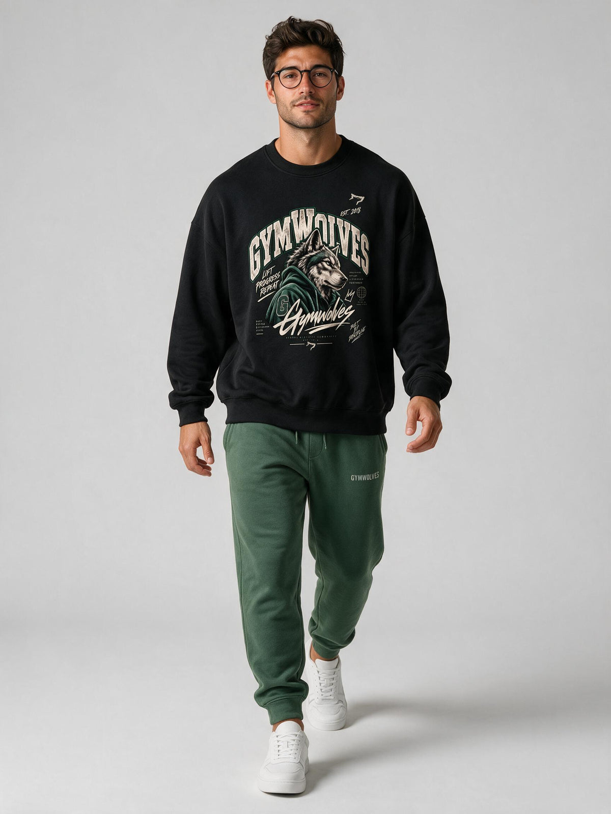 Gymwolves Men's Collage Series Lift Progress Repeat Oversize Sweatshirt