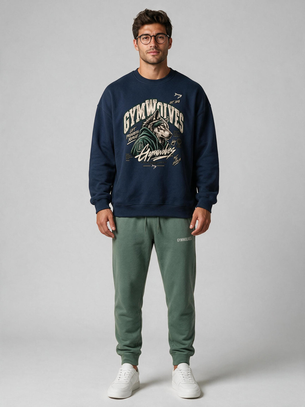Gymwolves Men's Collage Series Lift Progress Repeat Oversize Sweatshirt