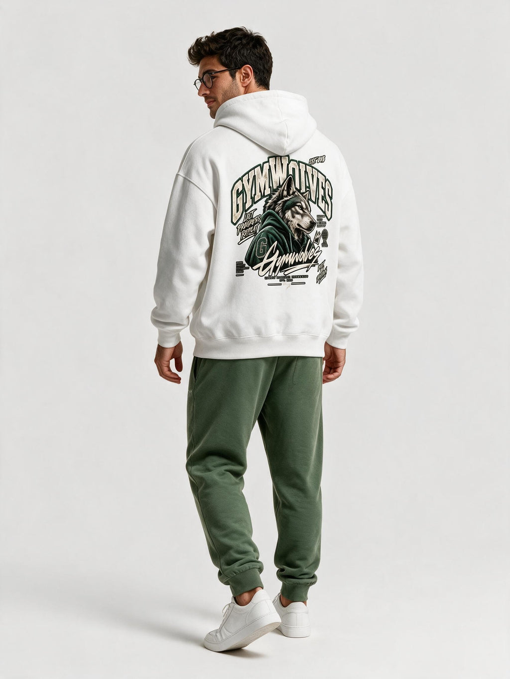 Gymwolves Erkek Collage Serisi — Lift Progress Repeat Oversize Hoodie