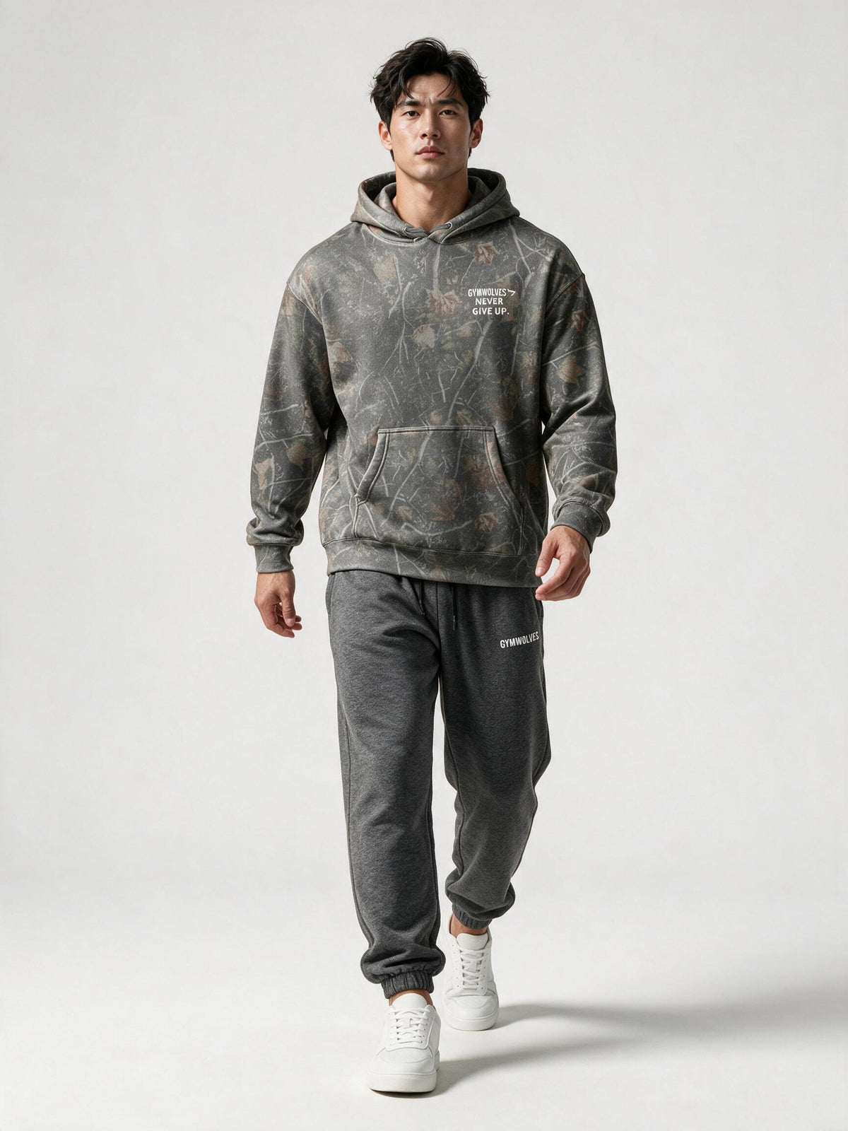 Gymwolves Camouflage-Patterned Hooded Sweatshirt
