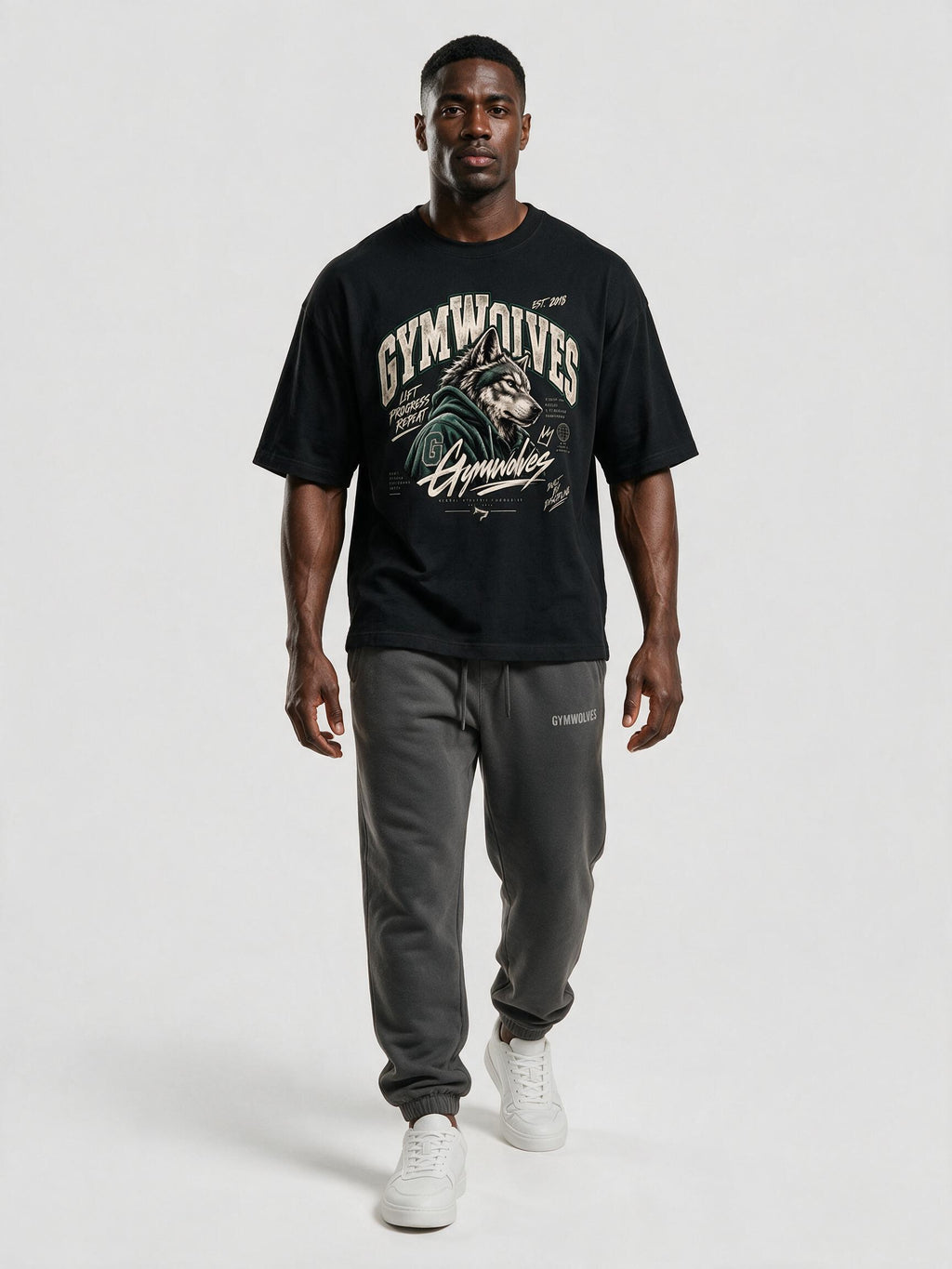 Gymwolves Men's Collage Series Lift Progress Repeat Oversize T-Shirt