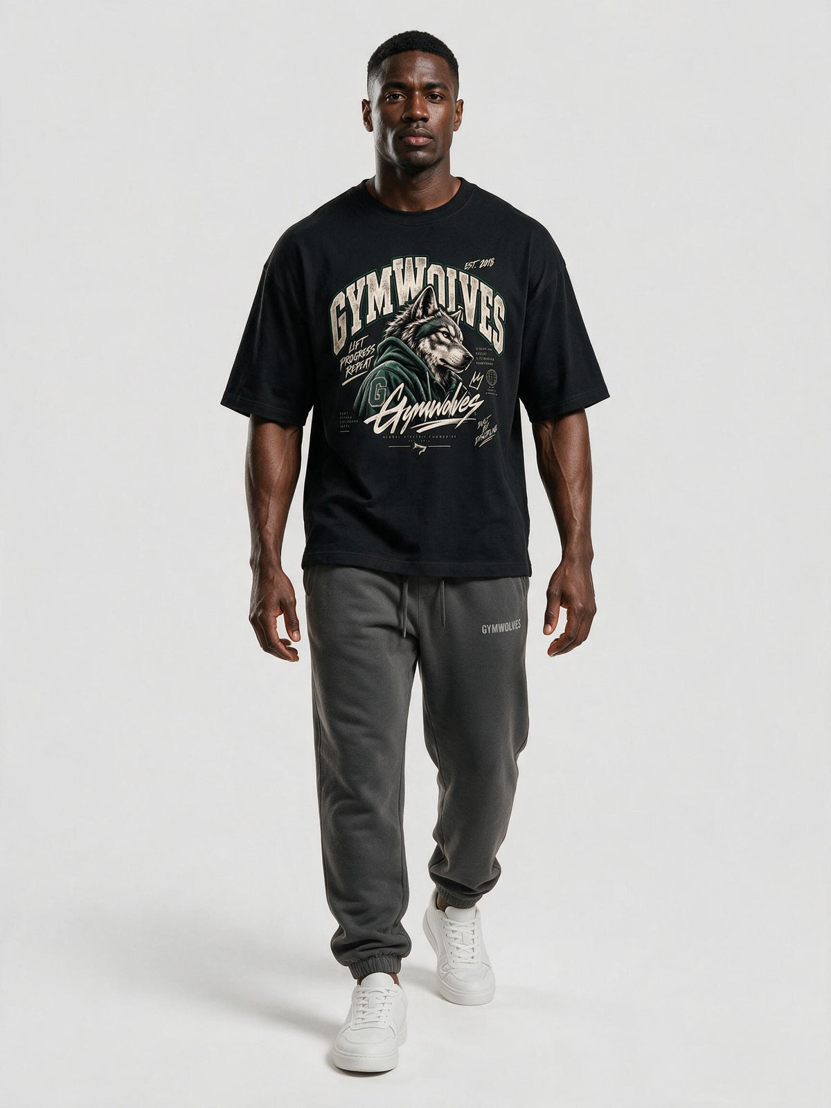 Gymwolves Men's Collage Series Lift Progress Repeat Oversize T-Shirt