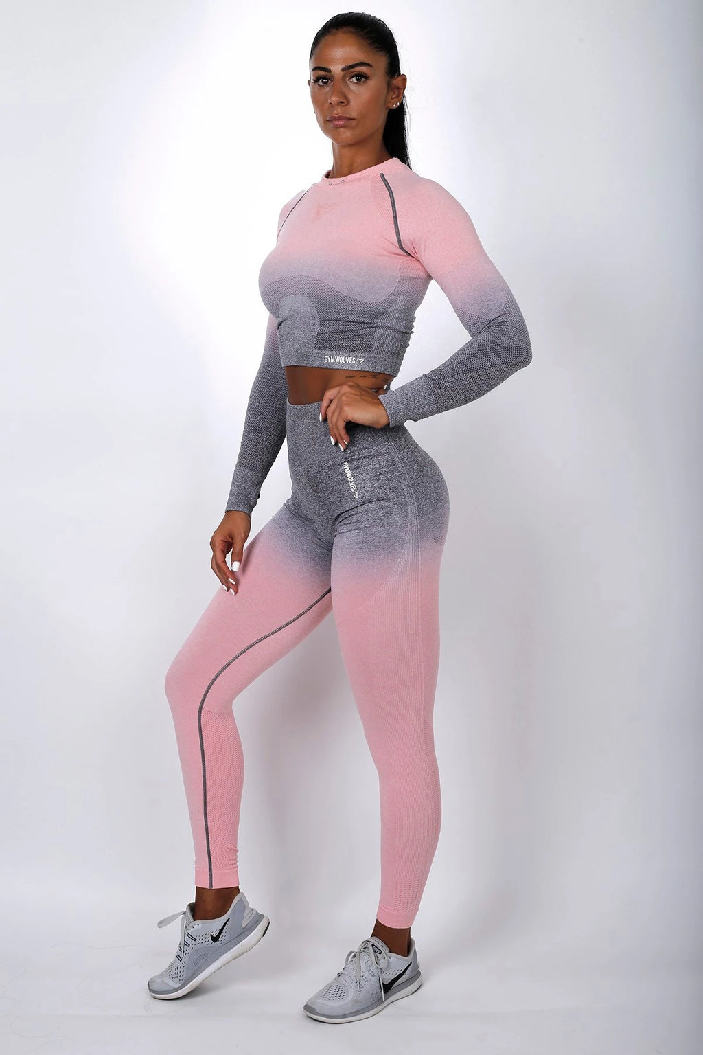 Gymwolves Women's Long Sleeve Seamless Sports T-Shirt Powder Grey