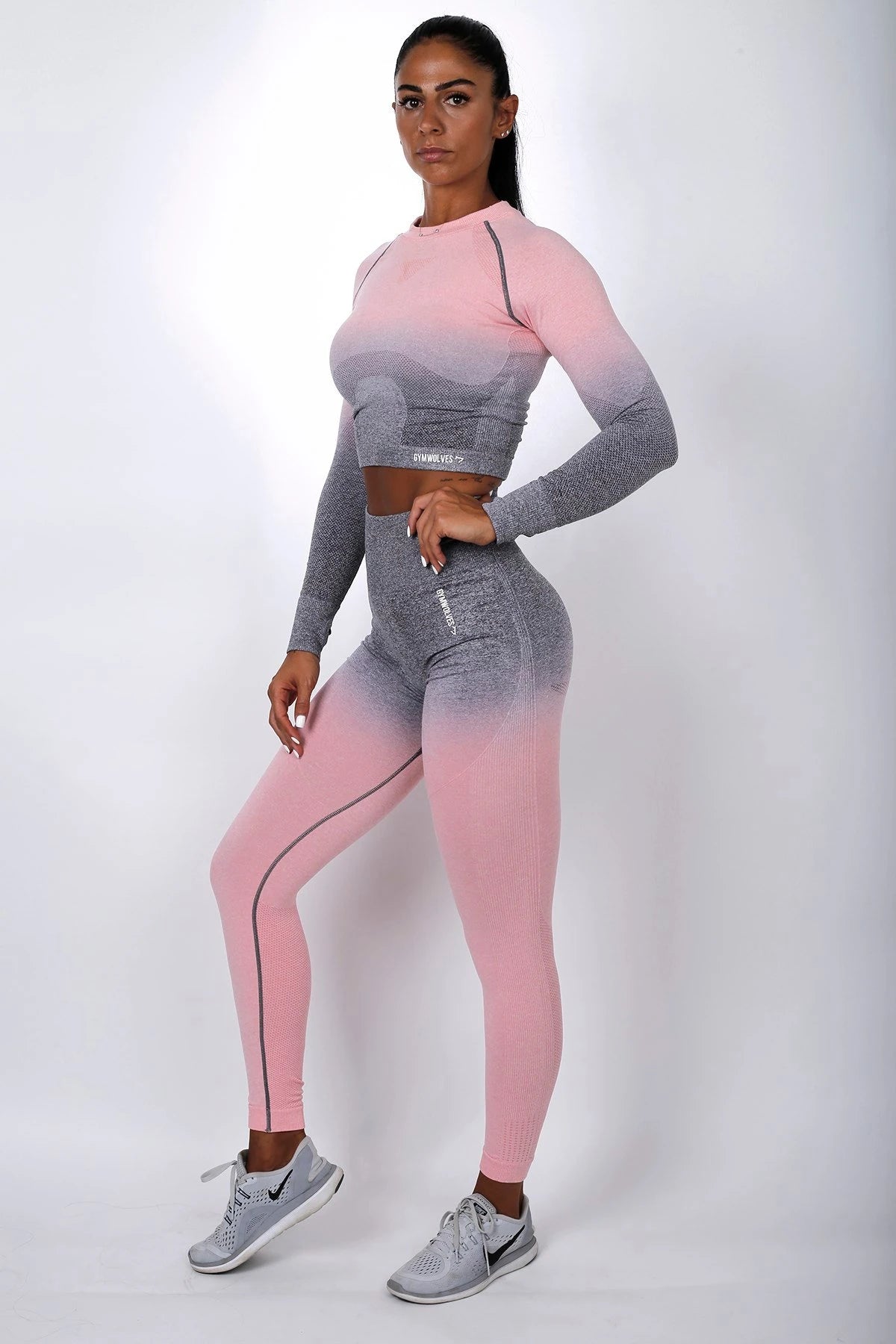 Gymwolves Women's Long Sleeve Seamless Sports T-Shirt Powder Grey