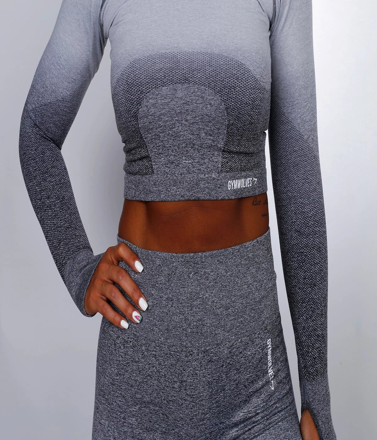 Gymwolves Women's Long Sleeve Seamless Sports T-Shirt Powder Grey
