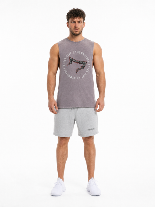 Gymwolves 'Never Give Up' Stonewash Tank Top