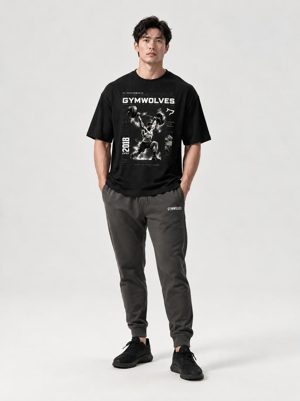 Gymwolves Men's Dark Atletics Strong Series Oversize T-Shirt