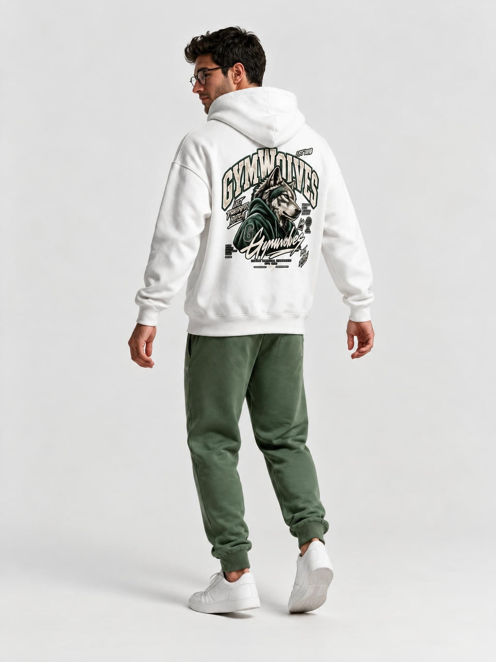 Gymwolves Erkek Collage Serisi — Lift Progress Repeat Oversize Hoodie